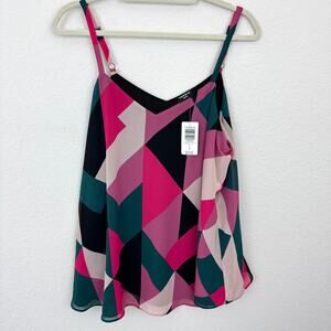 Torrid Womens Sophie Swing Chiffon Cami Size L/12 Strapless Flowy Geo Multi